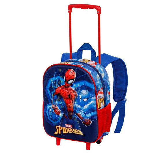 Sac à dos à roulettes Spiderman Marvel Bleu 30 CM Trolley Maternelle